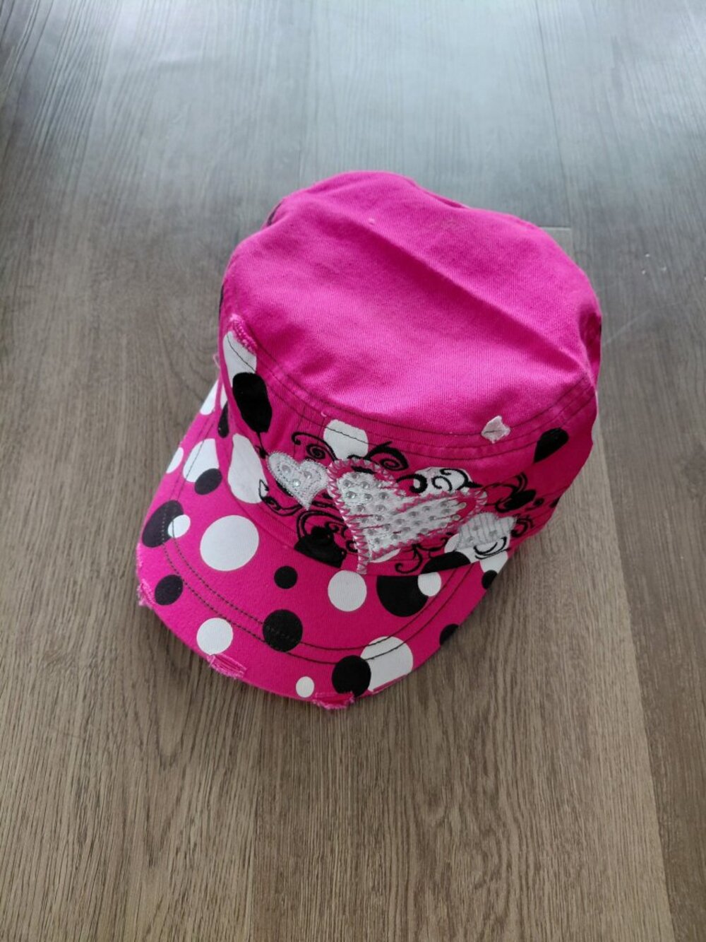 Kbethos Pink Rhinestone Heart Hat | Women's M/L | 100% Cotton